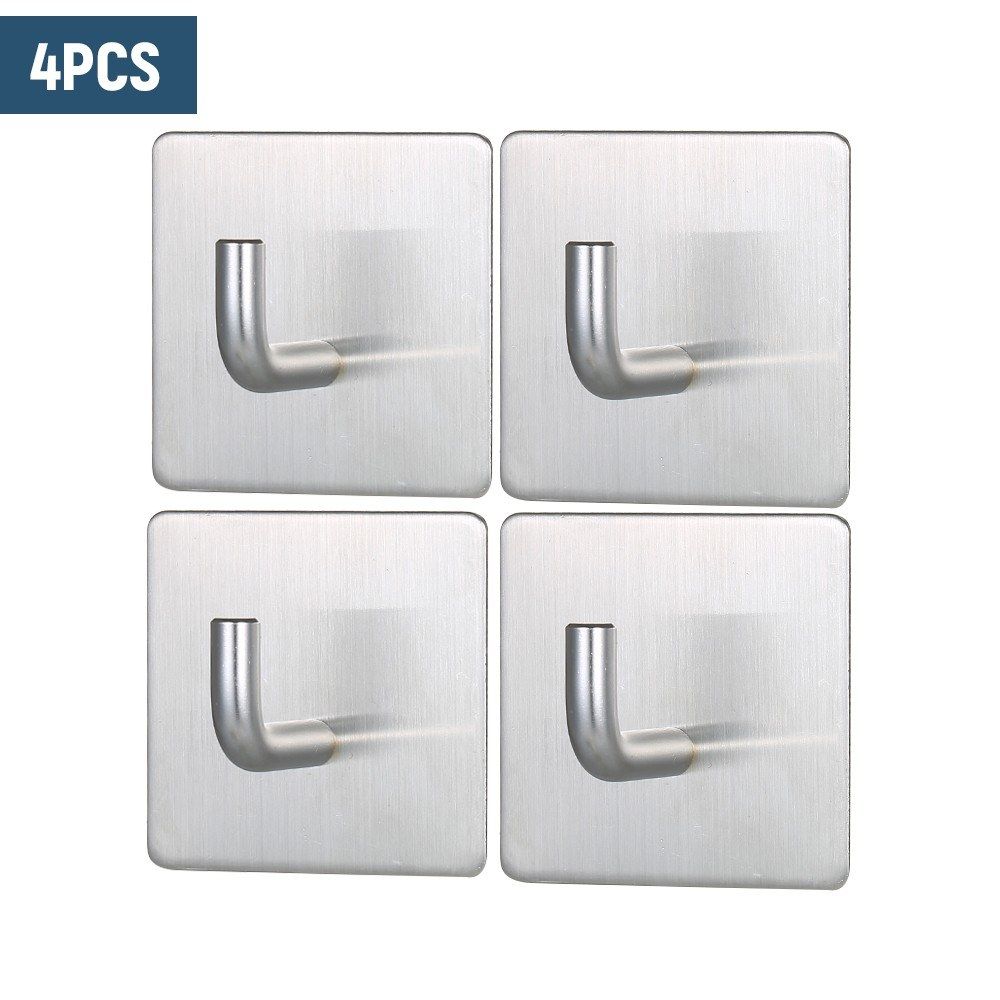 304 Stainless Steel Adhesive Hook Set Pack Of 4 Hooks
