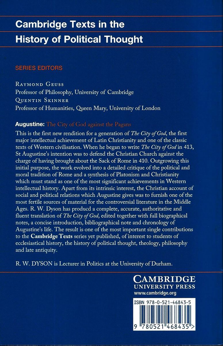 Augustine: The City Of God Against The Pagans (Cambridge Texts In The History Of Political Thought)
