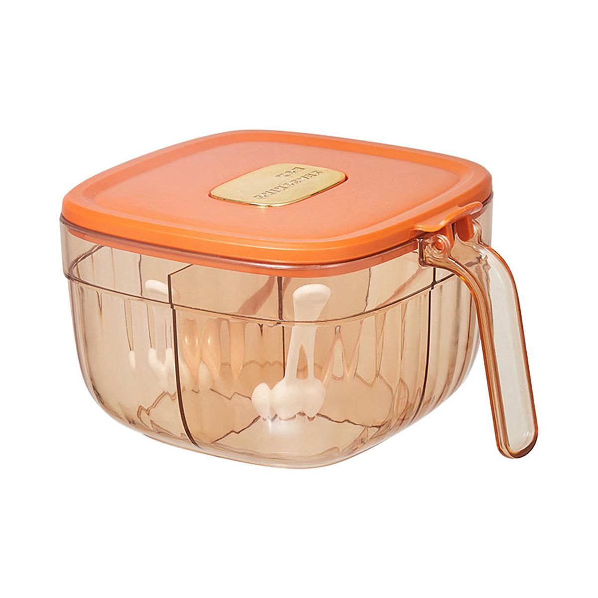 1 Set Pepper Powder Box Space Saving Seasoning Storage Container with Spoon Orange