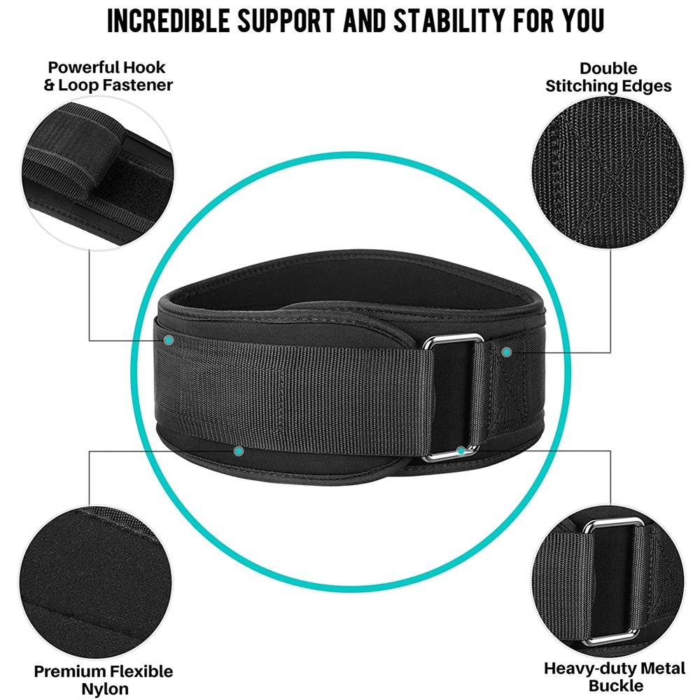 (Black)Weight Lifting Belt Back Support Workout Belt With Metal Buckle For Men Women Gym Squat JIN