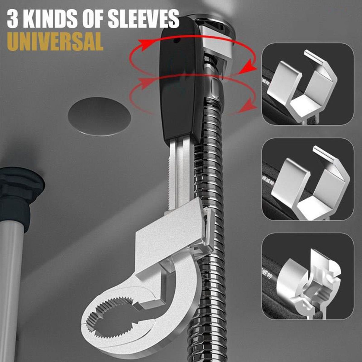 (Silver)Multifunction Adjustable Double-Ended Wrench Portable Universal Home Special Bathroom Wrench Repair Tool