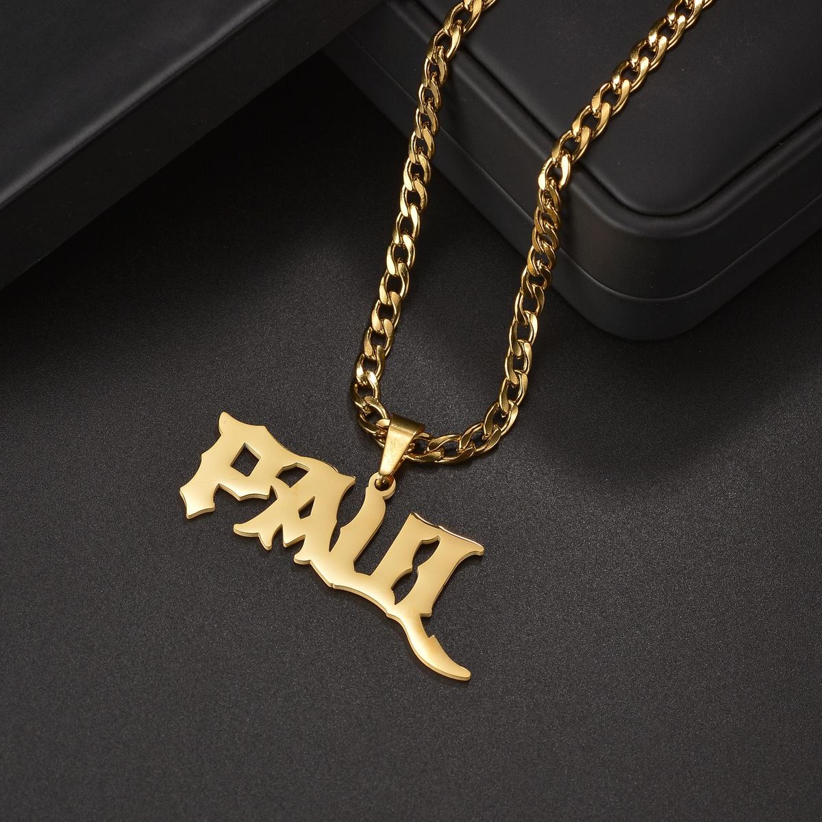Atoztide Personalized Custom Name Pendant Necklace Stainless Steel Detachable Cuban Thick Chain for Men Women Jewelry Gift