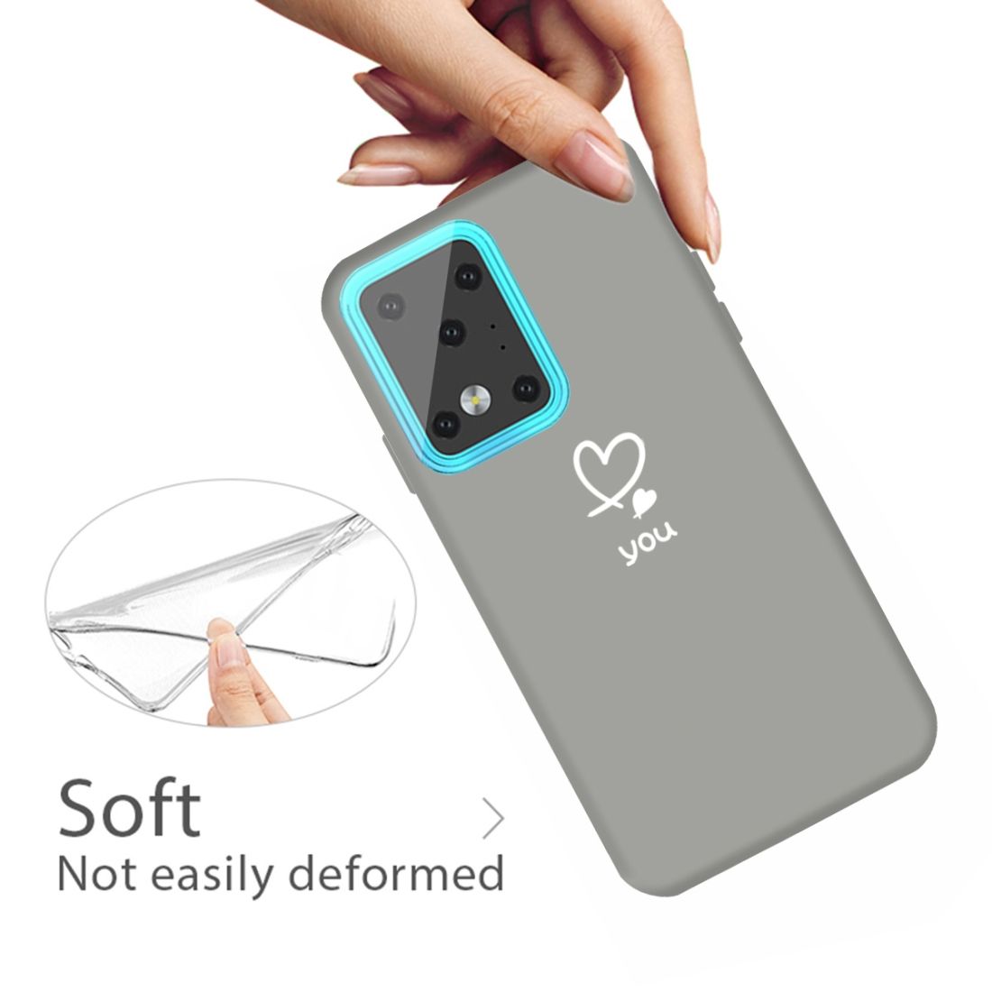 For Galaxy S20 Ultra Love Heart You Pattern Frosted TPU Protective Case(Grey)