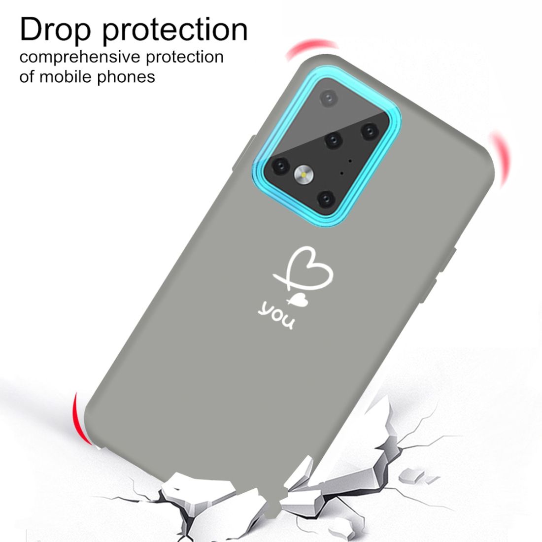 For Galaxy S20 Ultra Love Heart You Pattern Frosted TPU Protective Case(Grey)