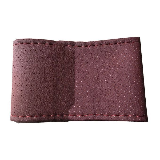 DIY Stitching Soft Faux Leather Car Steering-Dark Brown
