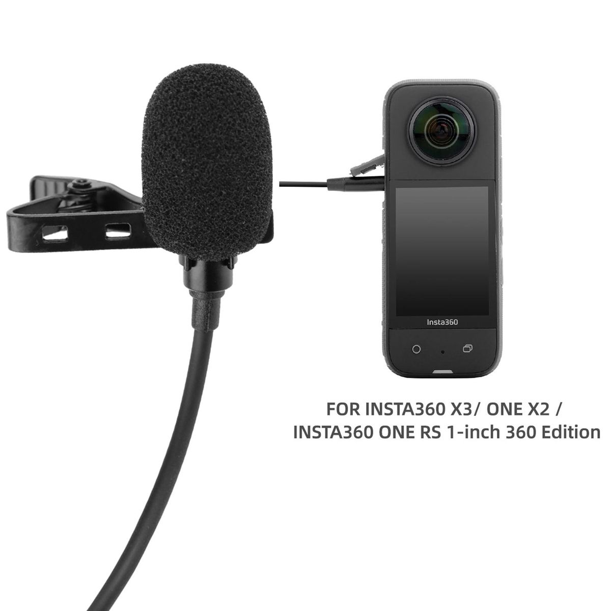 Panoramic Camera Clip-on Microphone Lapel Mic Plug-and Play 360°Omnidirectional Pickup Noise Reduction Replacement for Insta360 ONE X2/X3/ ONE RS 1-Inch 360 Edition Camera
