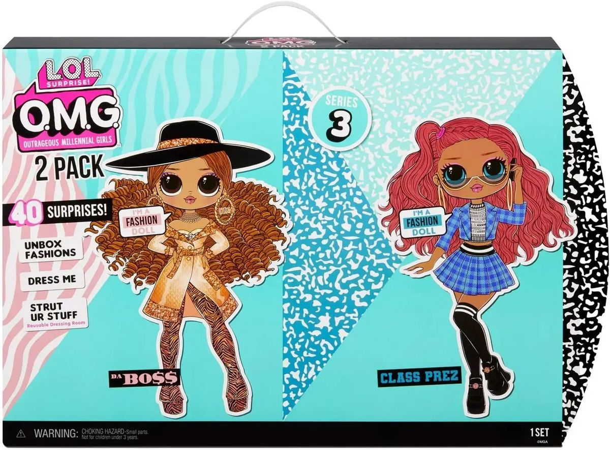 OMG 2-Pack Da Boss & Class Prez Fashion Dolls 2-Pack Bundle With 20 Surprises Each