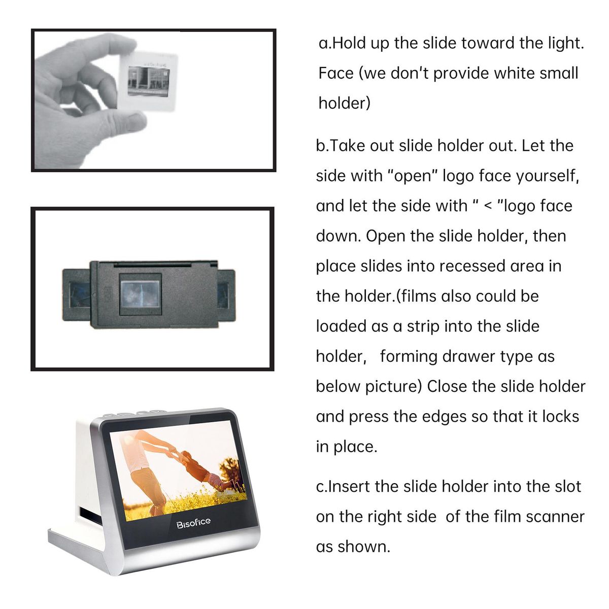 Bisofice Film and Slide Scanner for 135 Film(36*24mm)/126KPK /110 Film/Super8/ Monochrome/Slide to Digital JPEG Photos Built-in 16GB Memory 5'' LCD Screen Free APP Support Connect with PC Compute TV Compatible with Windows XP