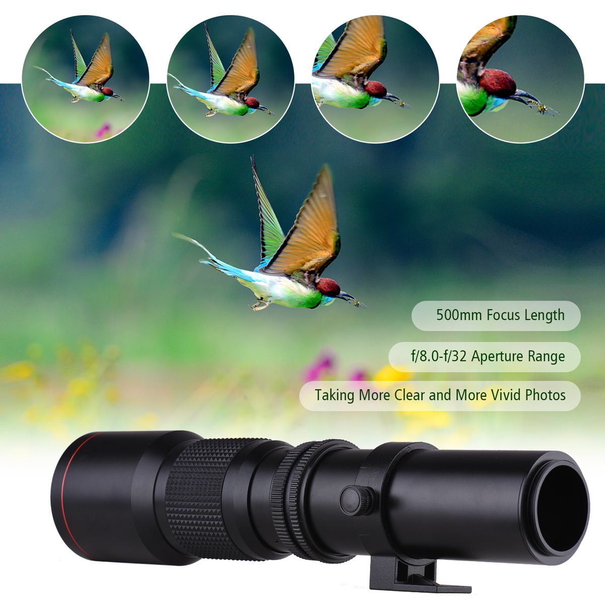 500mm F/8.0-32 Multi Coated Super Telephoto Lens Manual Zoom