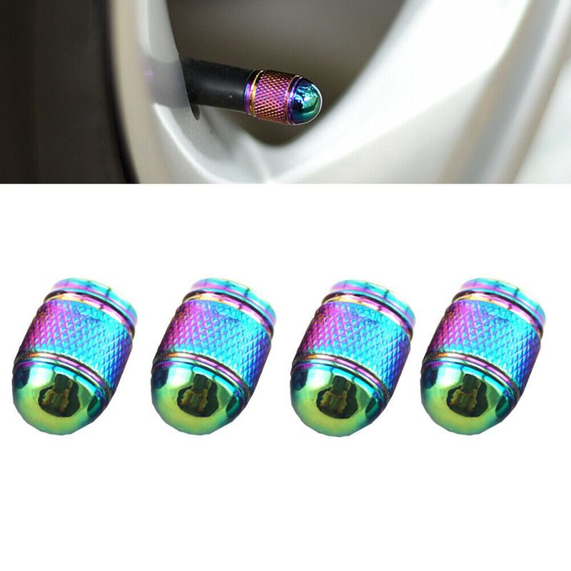 4Pcs Bullet Styling Aluminum Tire Rim Valve Caps Car Bike