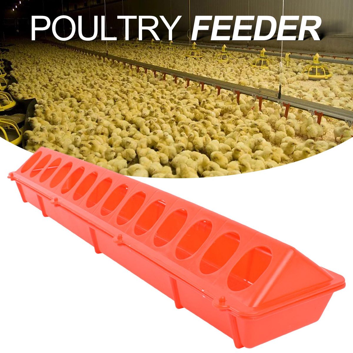 Plastic Flip Top Poultry Feeder Birds Feed Long Trough Water Drinker
