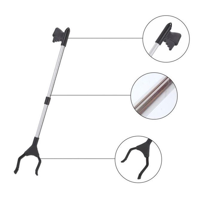 Foldable Reacher Picker Pick Up Tools Gripper Extender Silver Black