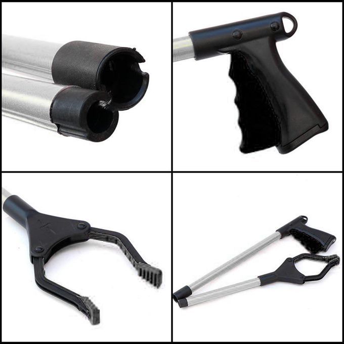 Foldable Reacher Picker Pick Up Tools Gripper Extender Silver Black