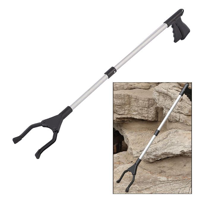 Foldable Reacher Picker Pick Up Tools Gripper Extender Silver Black