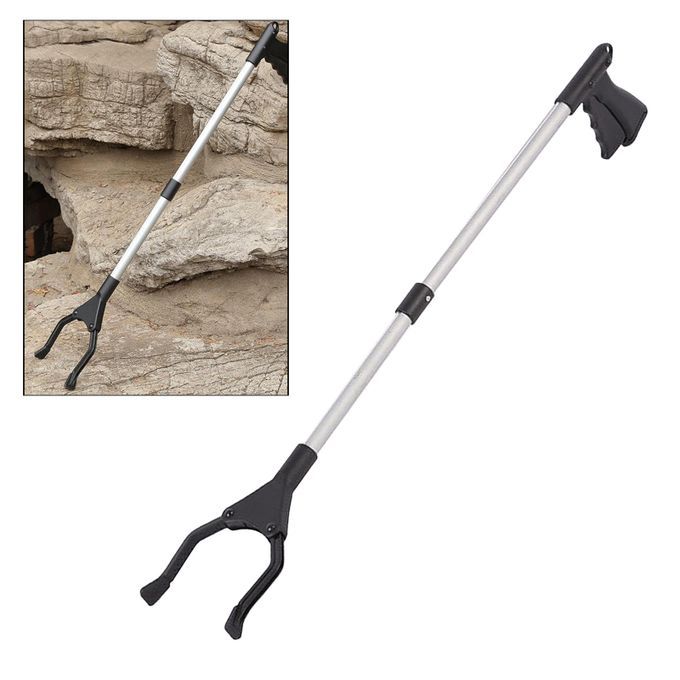 Foldable Reacher Picker Pick Up Tools Gripper Extender Silver Black