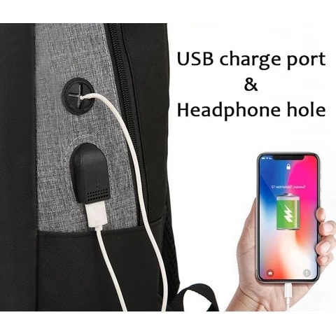 3 Piece Set Laptop Backpack + Free Usb Cable - Grey