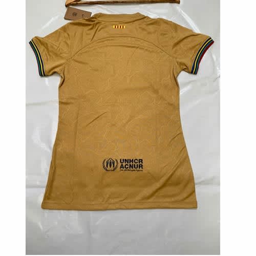 Lady's Official Barcelona Fc Away Jersey - Gold