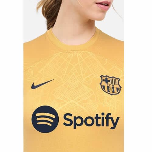 Lady's Official Barcelona Fc Away Jersey - Gold