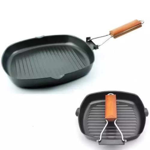 Non-stick Square Grill Pan Heavy Gauge Deluxe Handle 28 Cm