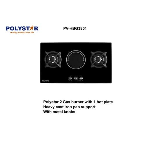 Tempered Glass 2 Burner + 1 Hot Plate Pv-hbg3801