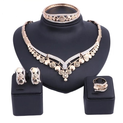 Wedding Necklace And Jewelry Set- Gold