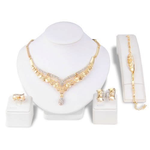 Wedding Necklace And Jewelry Set- Gold