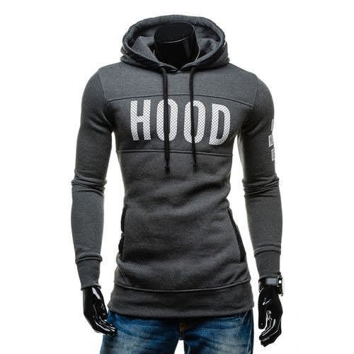 Letter Hooded Fit Sweatshirt  For Men - Dark Grey