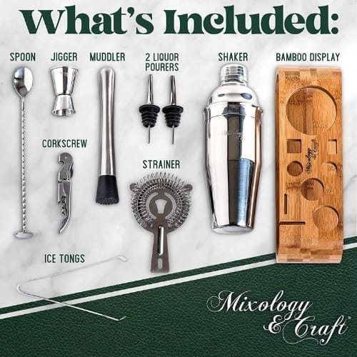Mixology Bartender Kit: 10-piece Bar Tool Set With Stylish Bamboo Stand