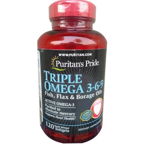 Triple Omega 3-6-9 With Fish Oil, Flax Oil & Borage Oil X120 Softgels