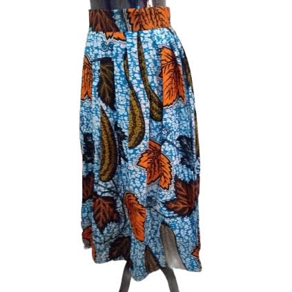 Ankara Pleated Midi Skirt - Multicolour