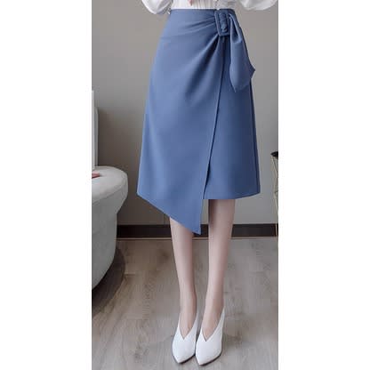 Wrap Pencil Skirt- Blue