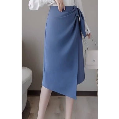 Wrap Pencil Skirt- Blue
