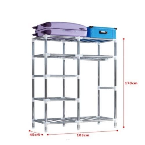2 Column Mobile Steel Wardrobe Gold