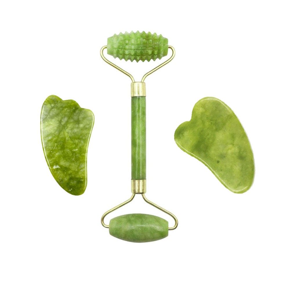 Jade Stone Set Jade Roller   2 Gua Sha Scrapers Massage
