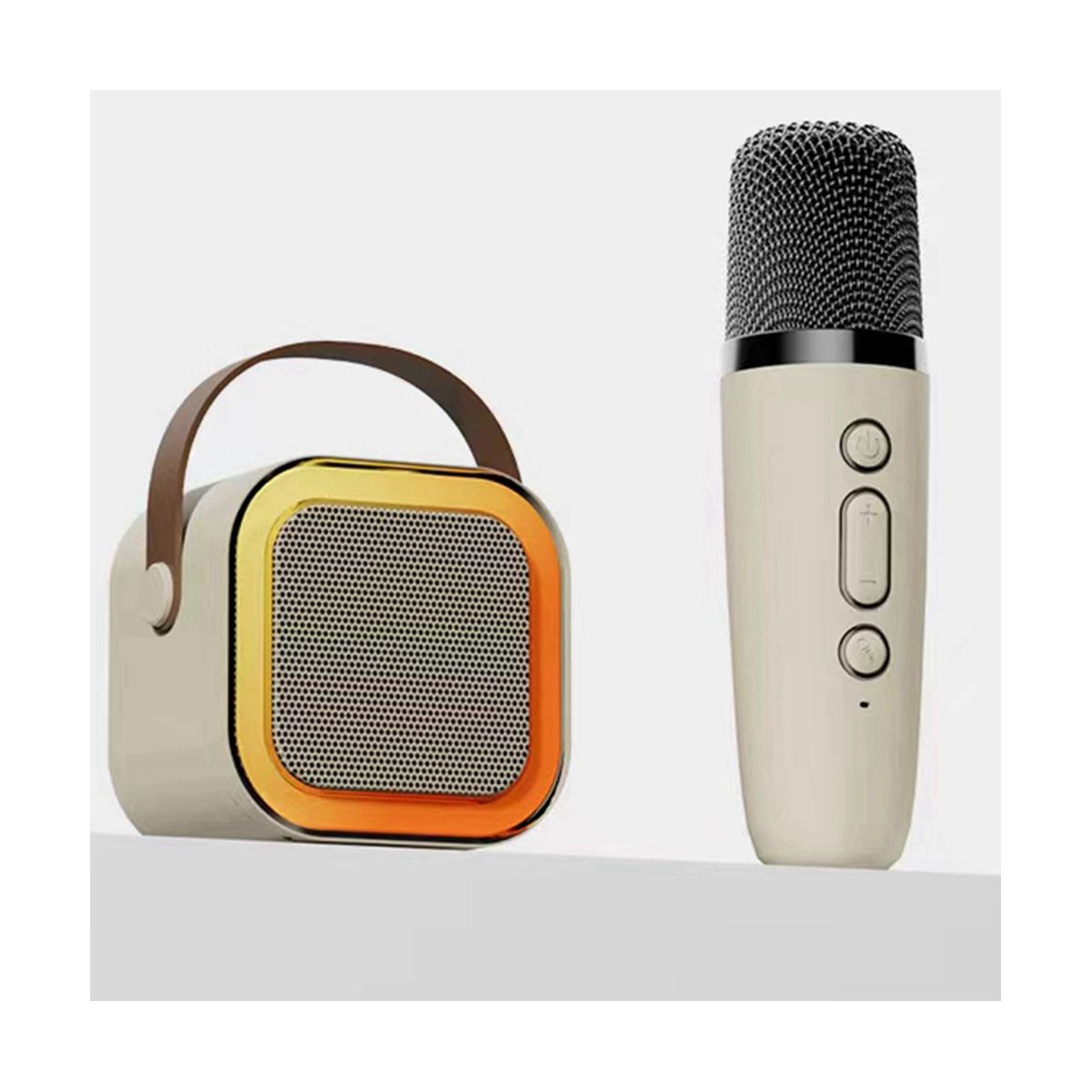 Mini Outdoor Karaoke Bluetooth Speaker Portable with Wireless Microphone Card Subwoofer High Volume Children'S Gift B