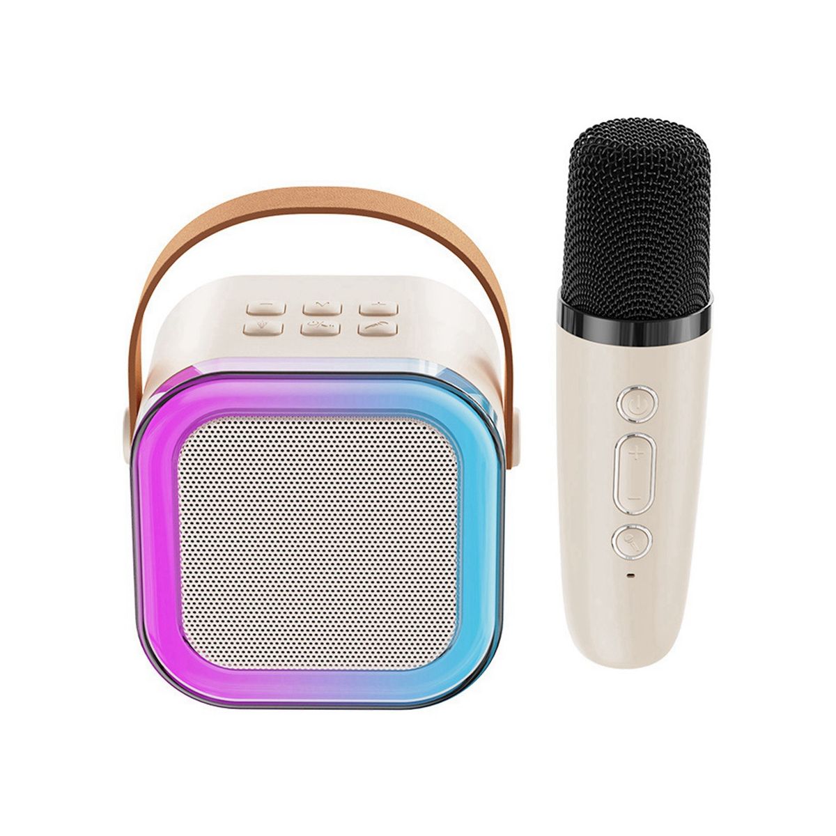 Mini Outdoor Karaoke Bluetooth Speaker Portable with Wireless Microphone Card Subwoofer High Volume Children'S Gift B