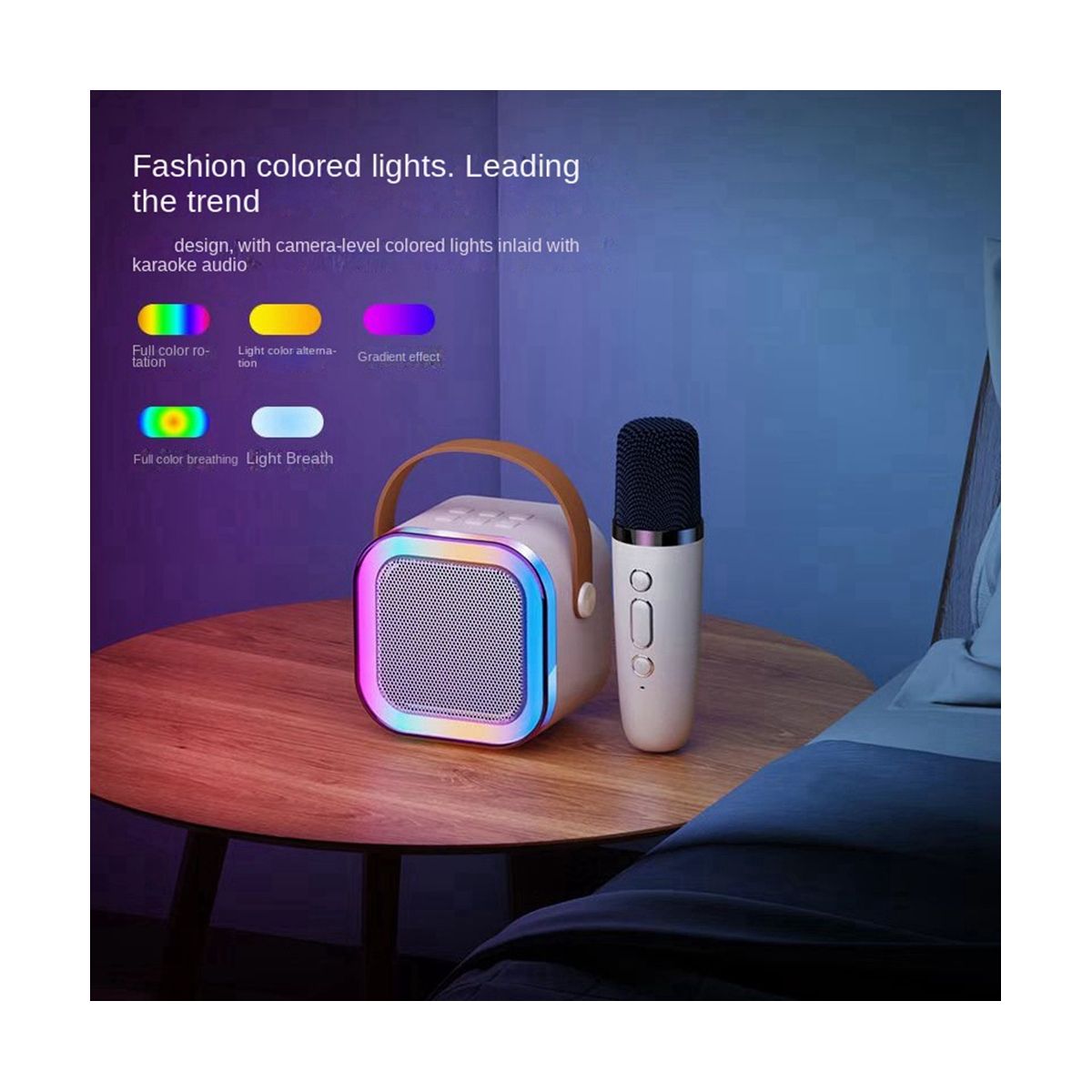 Mini Outdoor Karaoke Bluetooth Speaker Portable with Wireless Microphone Card Subwoofer High Volume Children'S Gift B