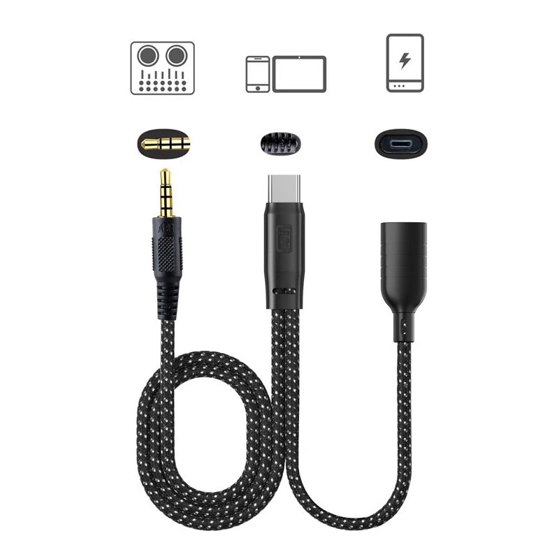 Live OTG Sound Card Cable T45B 3.5mm Male+Type-C/USB-C Male+Type-C/USB-C Female