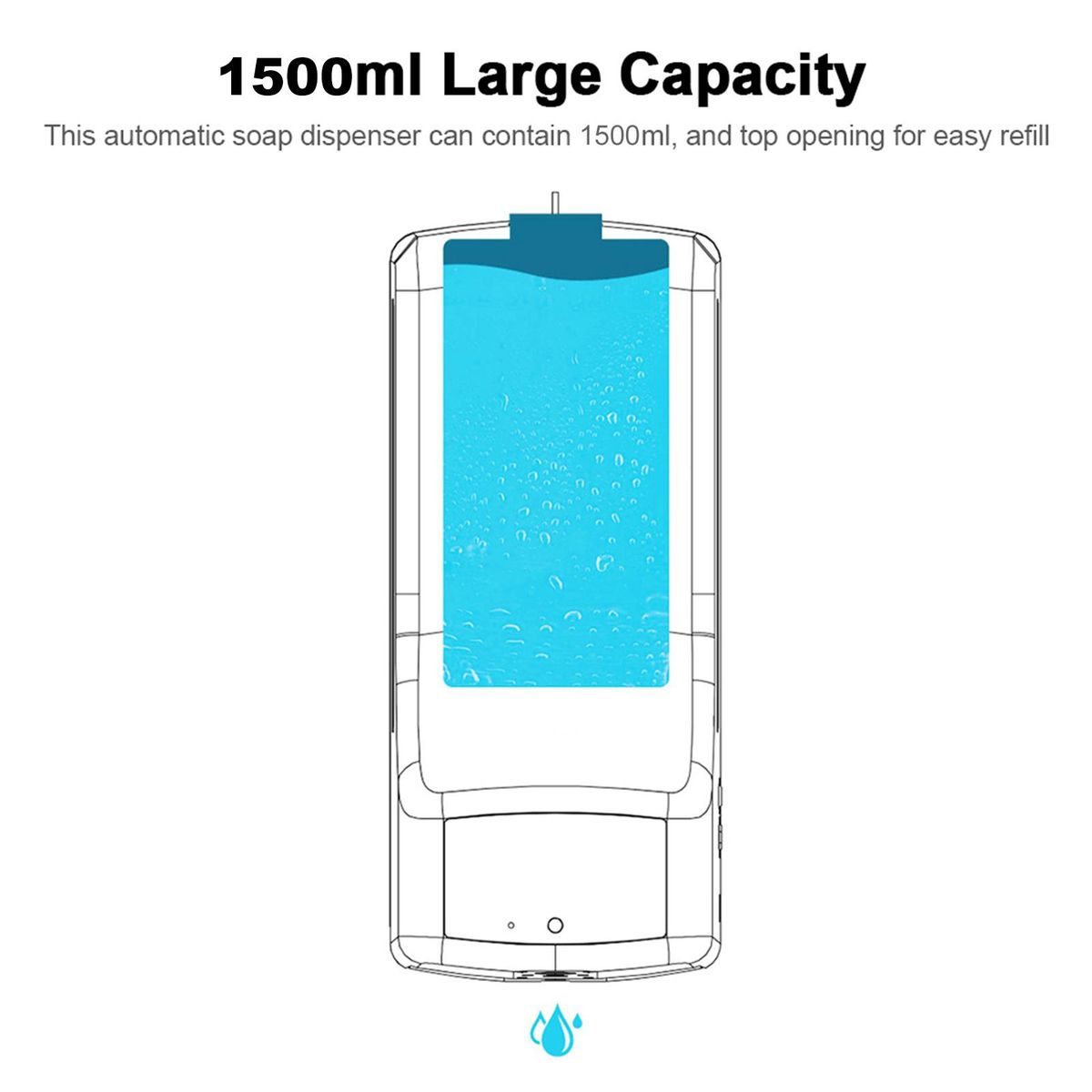 1500ml Wall Mounted Automatic Soap Dispenser Hand Sanitizer Dispenser Non-contact Infrared Thermometer with 18 Languages Voice Broadcast °C / °F Unit Switch for Home Hotel School Office Use