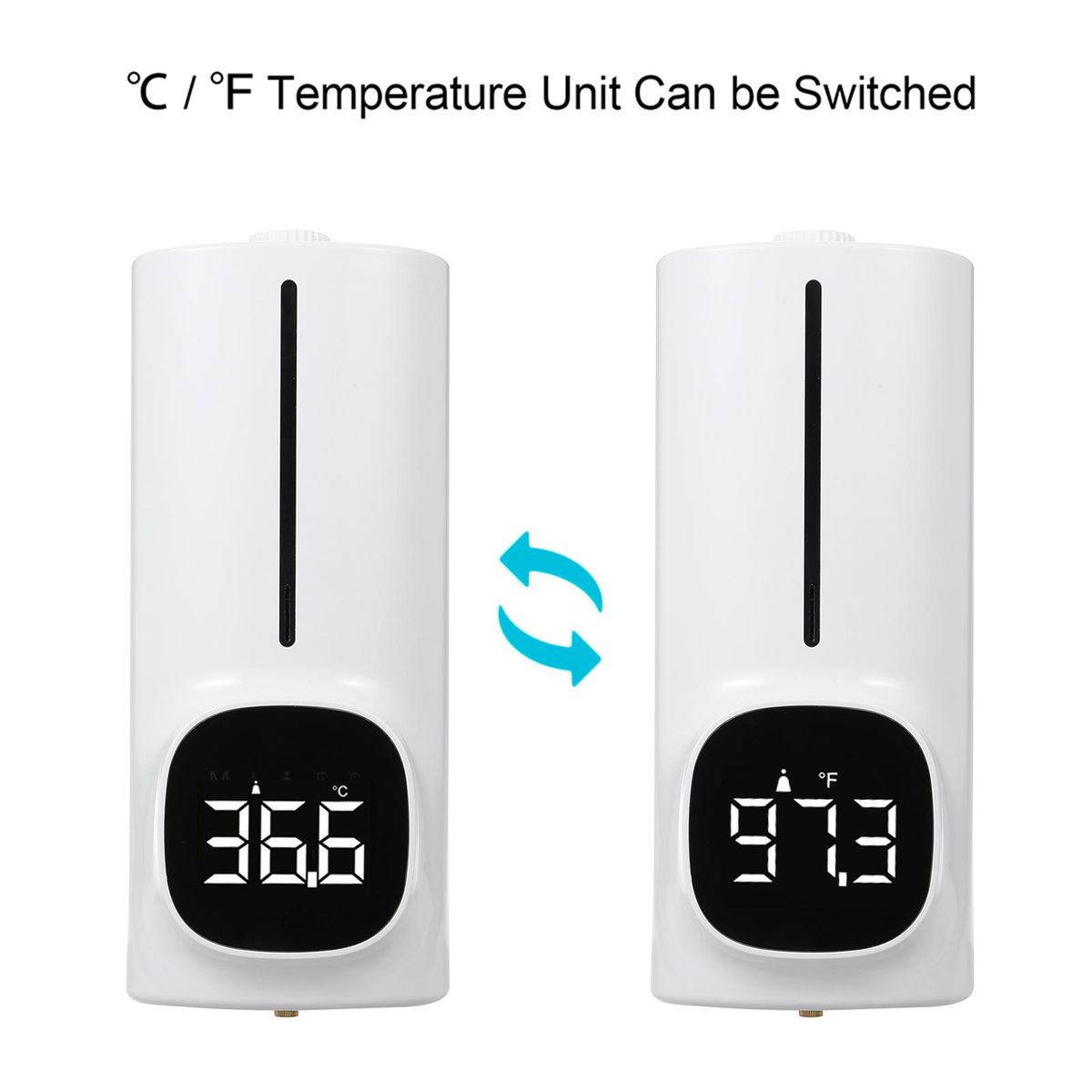 1500ml Wall Mounted Automatic Soap Dispenser Hand Sanitizer Dispenser Non-contact Infrared Thermometer with 18 Languages Voice Broadcast °C / °F Unit Switch for Home Hotel School Office Use