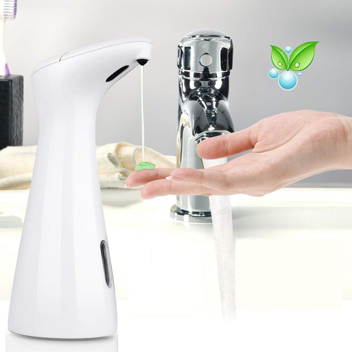 200ml Automatic Foam Soap Dispenser Infrared Motion Sensor liquid Soap Dispenser Hand Cleanser Washroom for Kitchen Bathroom Restroom Hotel