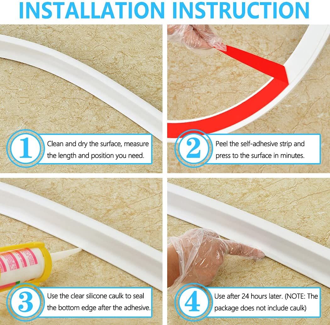 Silicone Bathroom Water Stopper Blocker Shower Dam Non-slip Dry And Wet Separation Flood Barrier Door Bottom Sealing Strip