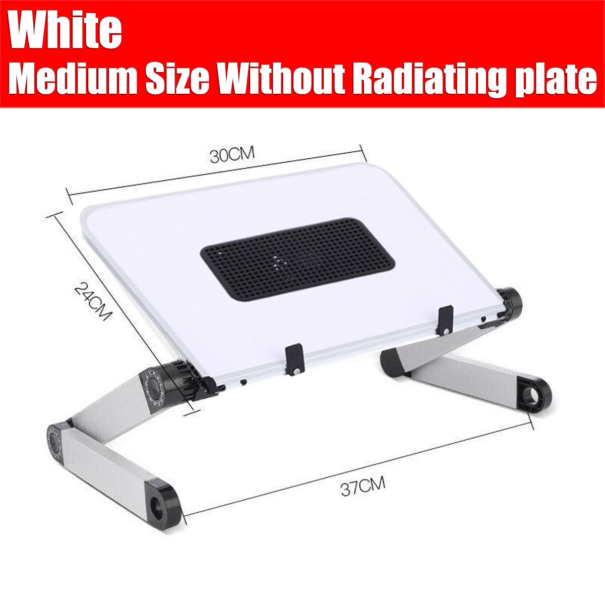 (30x24cm) Portable 360° Adjustable Aluminum Laptop Stand Desk Table With Adjustable Stand With Plate Mouse Board Ergonomic Design For Using In Bed,Sofa Carpet Gifts -- Black / White White-With Radiator Plate