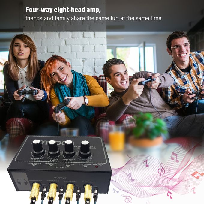 Ammoon AHA04 Portable 4-Way Headphone Amplifier Amp With-
