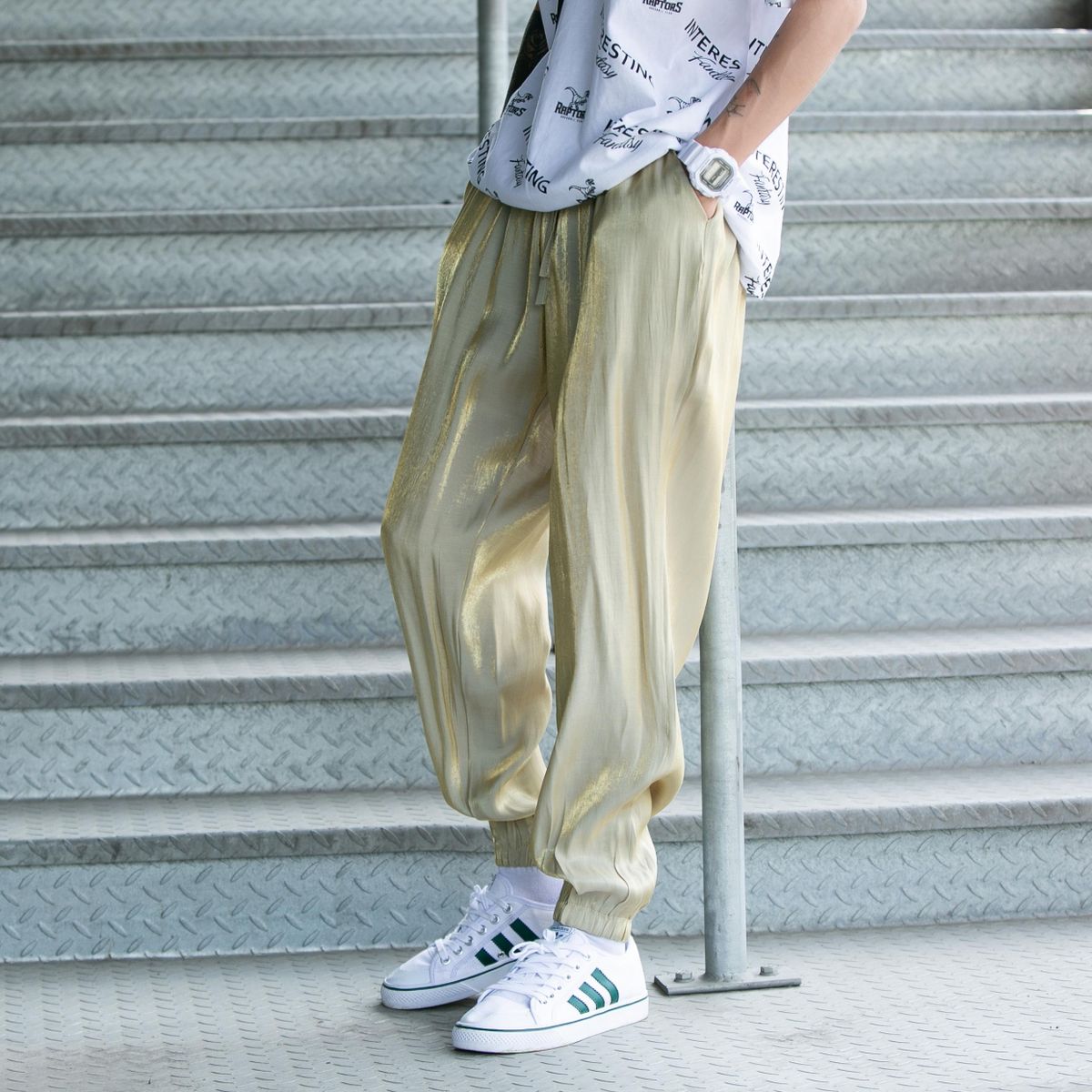 Pants Care Bombaching Hip Hip Hip Casual Elastic Waist