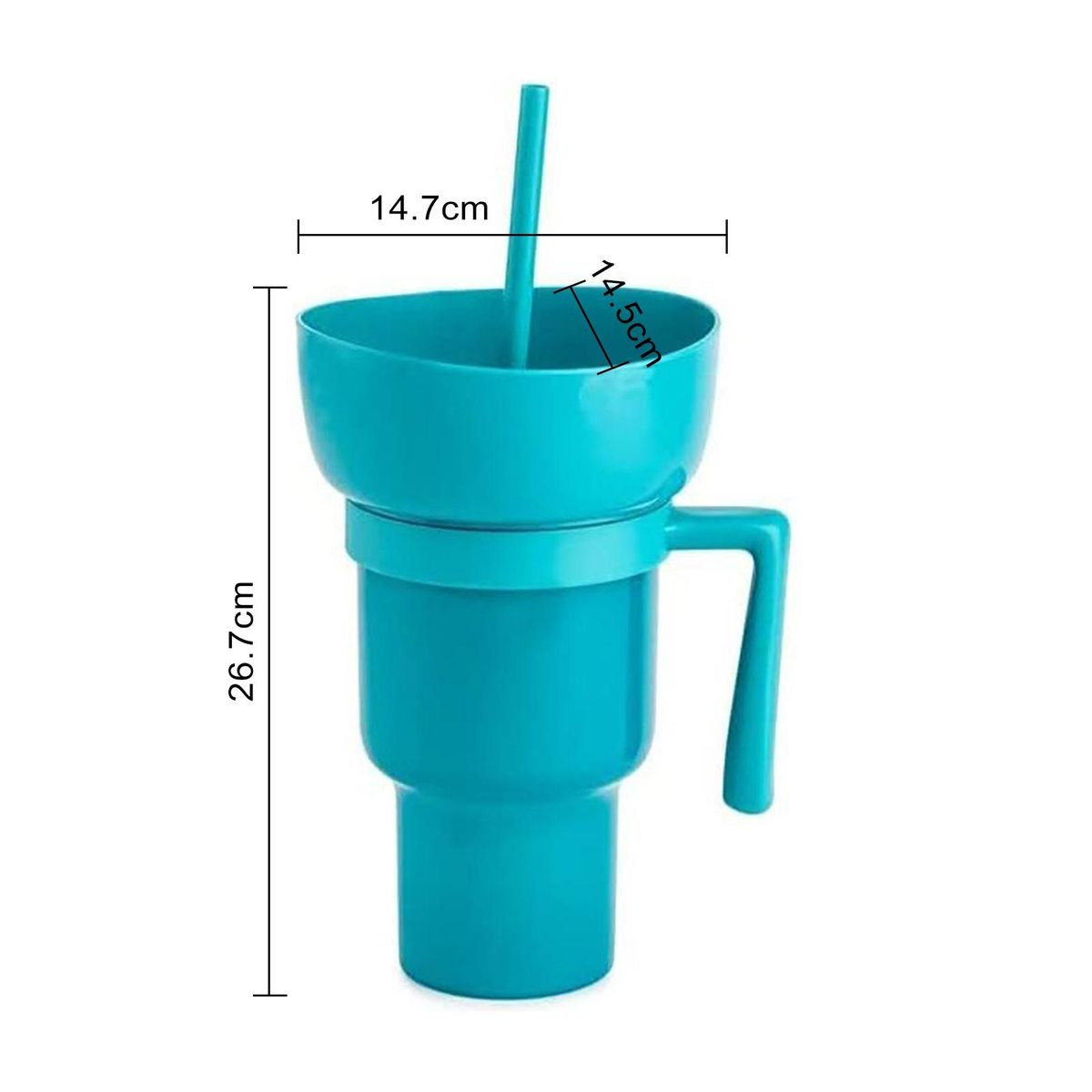 Snack Cup with Straw Stadium Tumbler with Snack Bowl 2 1 Popcorn Cup Blue