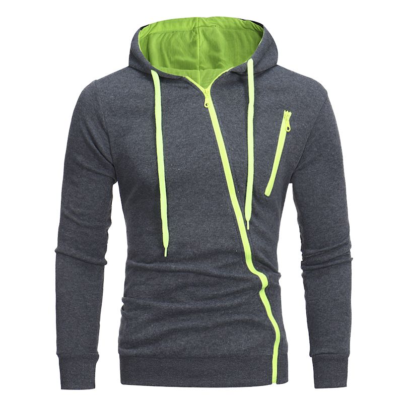 Mens Lightweight Jackets Casual Varsity Casual Zipper Hooded Trend Coats - Dark Grey