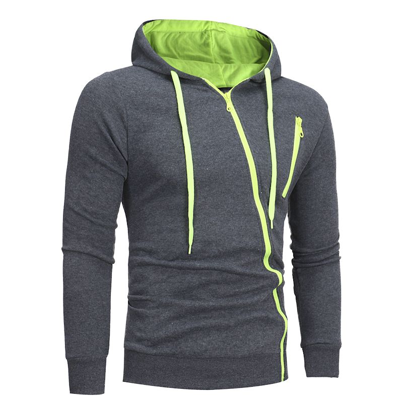 Mens Lightweight Jackets Casual Varsity Casual Zipper Hooded Trend Coats - Dark Grey