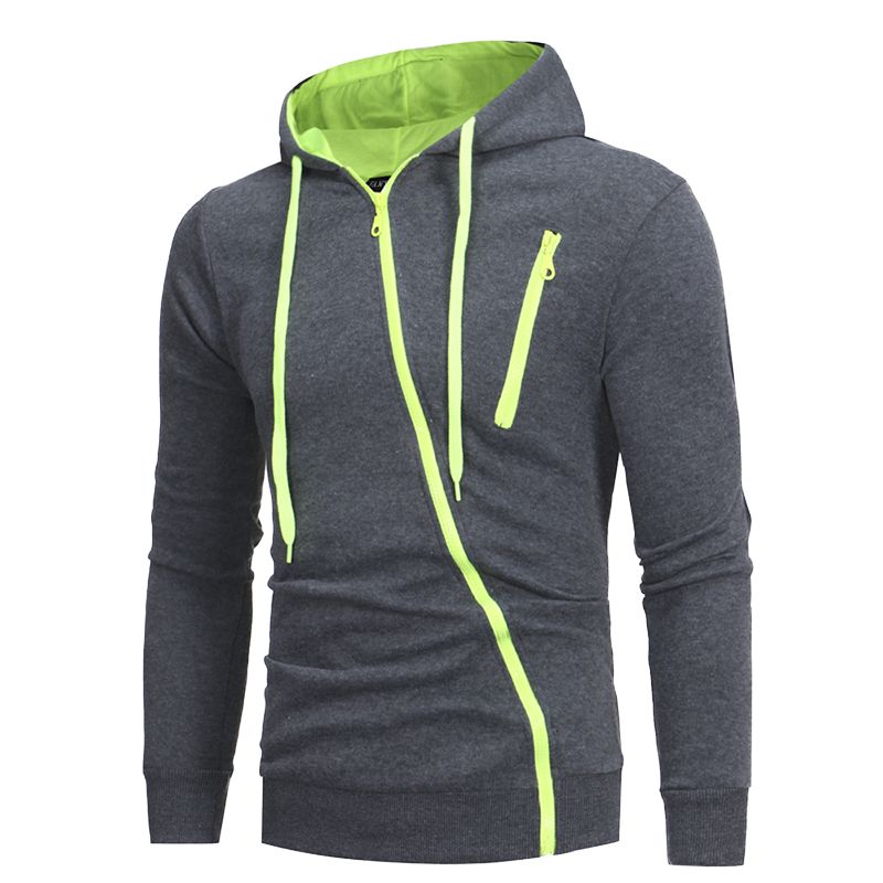Mens Lightweight Jackets Casual Varsity Casual Zipper Hooded Trend Coats - Dark Grey