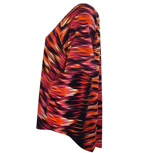 Multi Printed Mock Wrap Half Sleeve Top -orange
